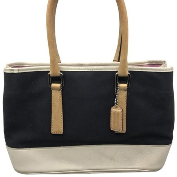 Coach Handbags - COACH Black White Fabric Tote Bag